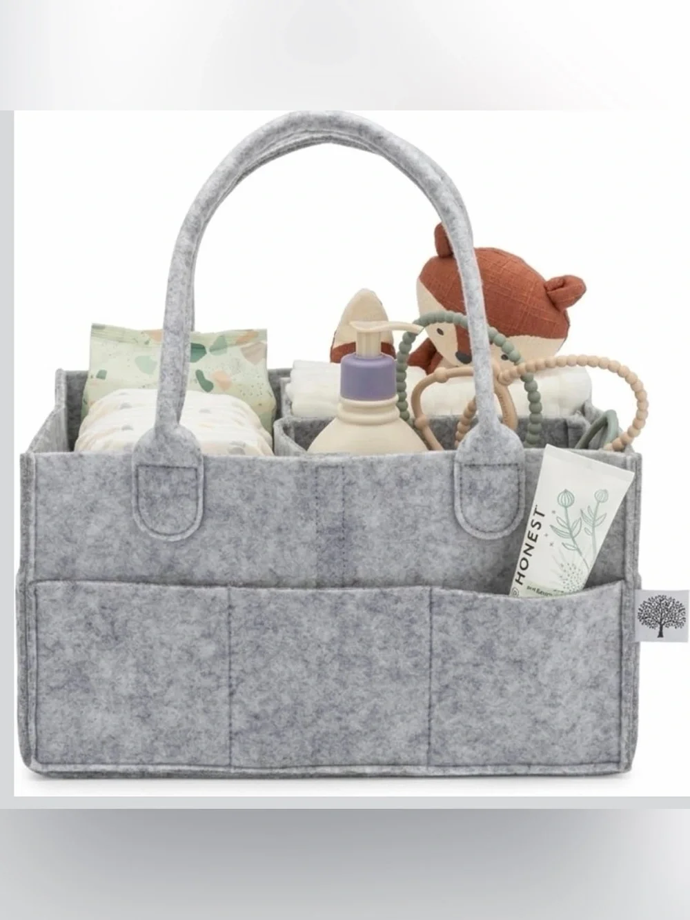 Gray Felt Baby Organizer Caddy Kids Accessories Bag